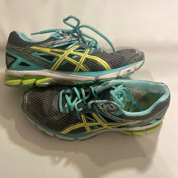 Asics GT-1000 3 Gray Aqua Yellow Running Training Shoes Sneakers Womens 8.5 - Picture 1 of 7